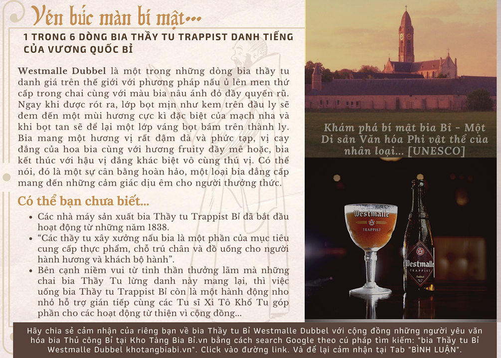 Câu chuyện Bia Thầy Tu Trappist Westmalle Dubbel Trappist 7,0% I Bia đen truyền thống bỉ