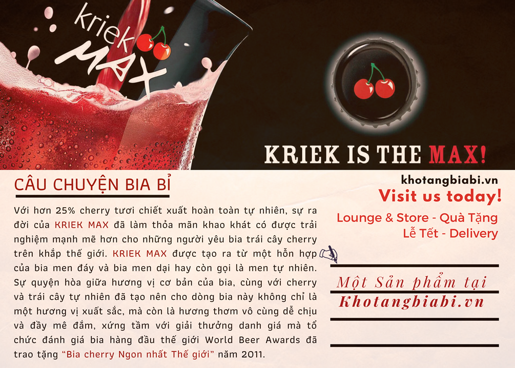 Câu chuyện bia Trái cây Bỉ nhẹ độ hương vị cherry KRIEK MAX