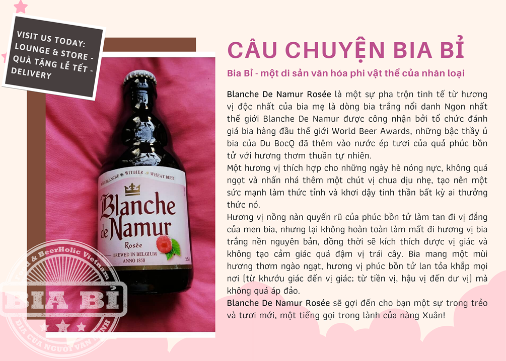 Câu chuyện Bia Trái cây Phúc bồn tử Blanche de Namur Rosée