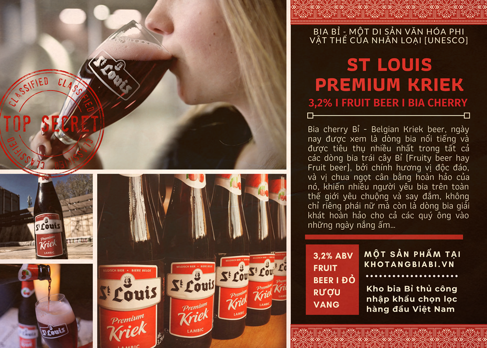 St Louis Premium Kriek 3,2% Abv I Bia trái cây vị cherry số 1 tại Bỉ