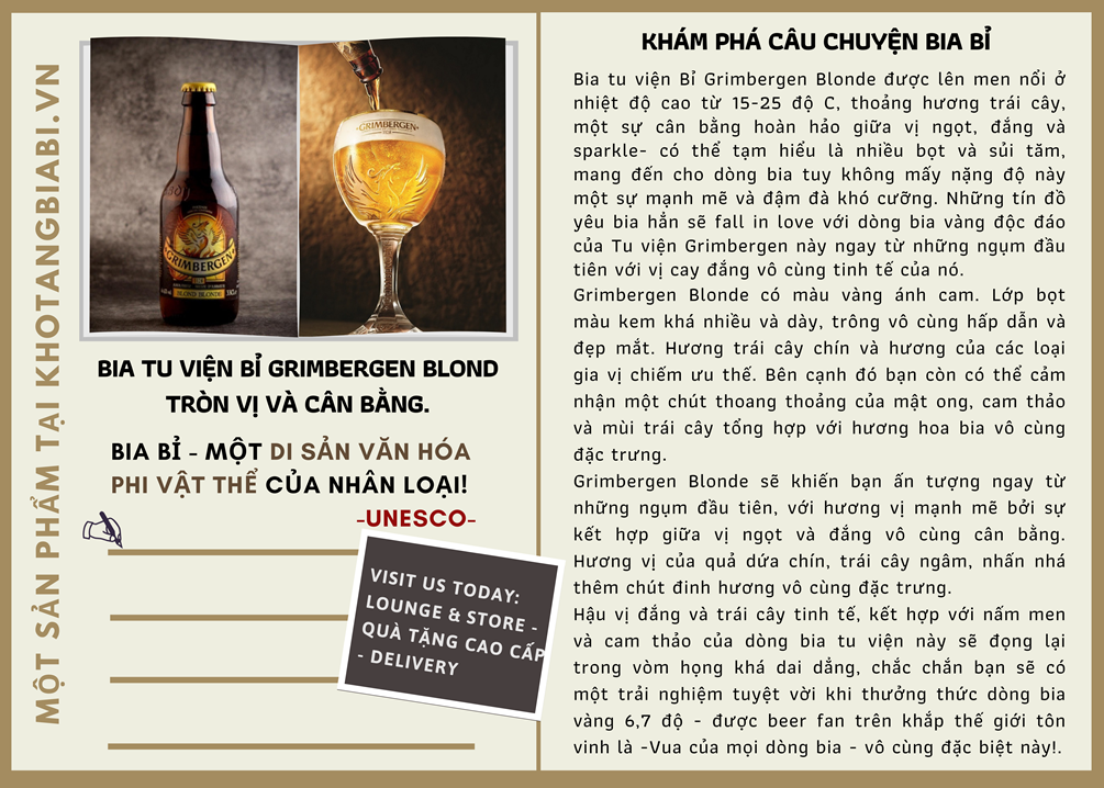 Câu chuyện bia Bỉ bia Tu viện Bỉ Grimbergen Blonde – Since 1128 - "Vua Của Mọi Dòng Bia Vàng"