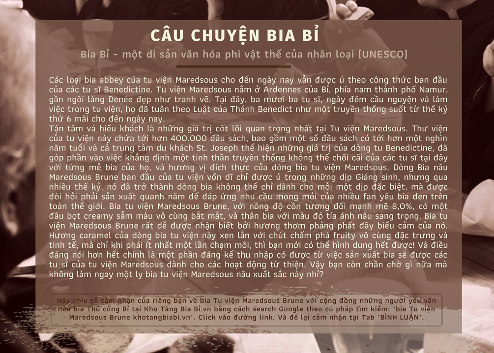 Câu chuyện bia Bỉ bia Tu viện Bỉ Maredsous Brune 8,0% ABV - Tinh hoa từ các tu sĩ Benedictine