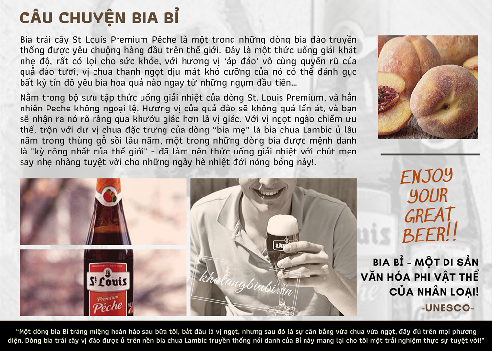 Câu chuyện bia Bỉ St Louis Premium Pêche 2,6% Abv I Bia Trái cây Bỉ vị đào