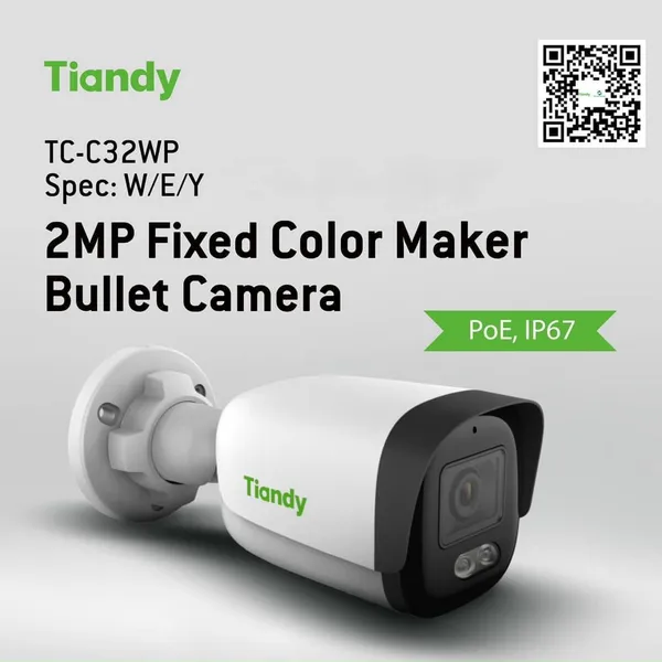 CAMERA IP THÂN TRỤ TIANDY 2M COLOR MAKER TC-C32WP