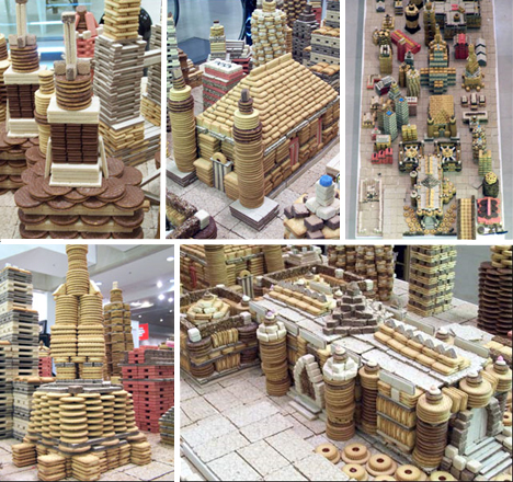 Cận cảnh các công trình của mô hình kiến trúc bằng bánh ngọt Cận cảnh các công trình của mô hình kiến trúc bằng bánh ngọt