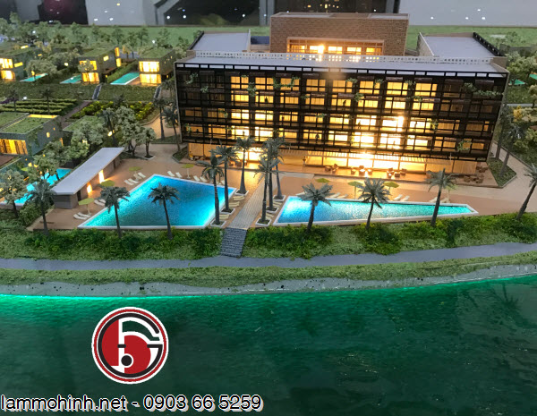 Mô hình kiến trúc khách sạn nhìn từ sông Đoài Mô hình kiến trúc khách sạn nhìn từ sông Đoài