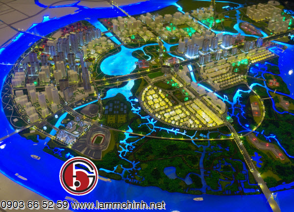 5 trục đường chính của mô hình kiến trúc được chiếu sáng bằng các bóng led siêu nhỏ