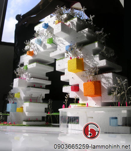 Mô hình kiến trúc phương án dùng mút thường với màu nước và cây tự nhiên Mô hình kiến trúc phương án dùng mút thường với màu nước và cây tự nhiên