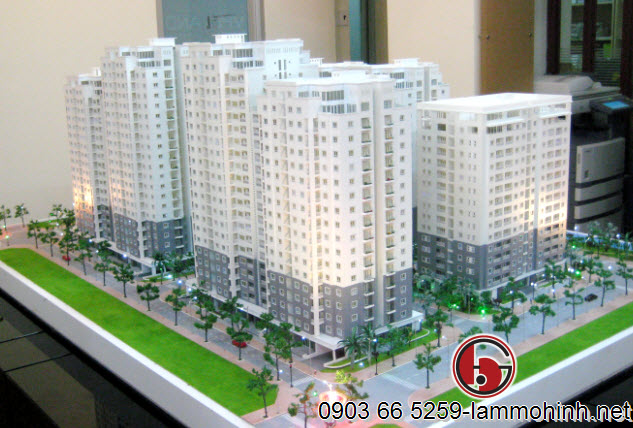 Mô hình kiến trúc các tháp chung cư ở mặt đứng chính của dự án Mô hình kiến trúc các tháp chung cư ở mặt đứng chính của dự án