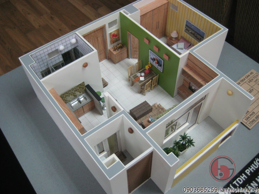 Mô hình nội thất căn hộ C - view 2 Mô hình nội thất căn hộ C - view 2