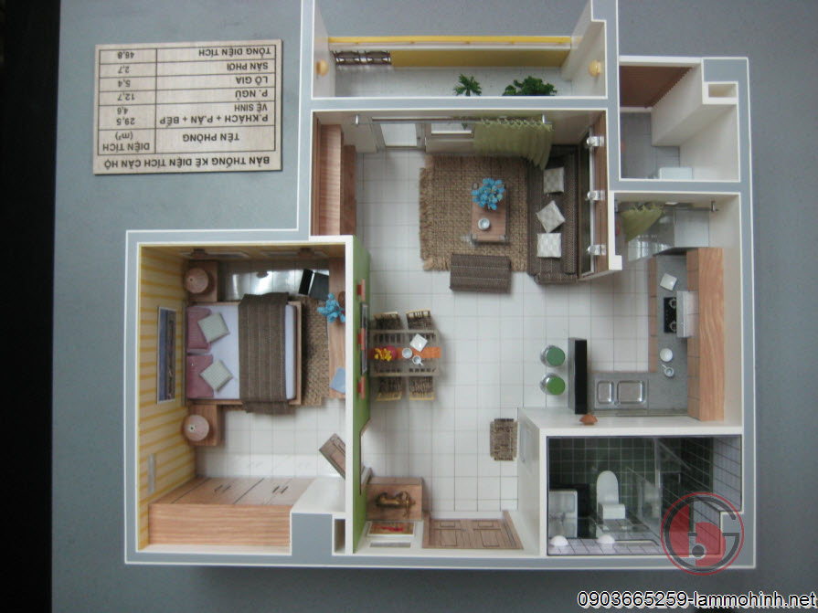 Mô hình nội thất căn hộ C - nhìn từ trên cao Mô hình nội thất căn hộ C - nhìn từ trên cao