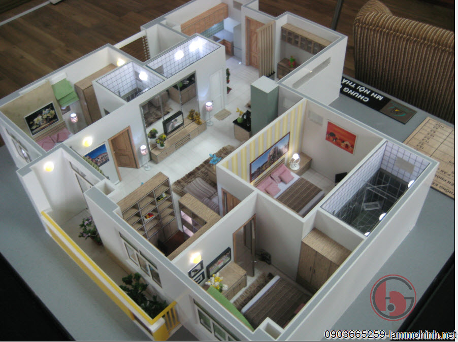 Mô hình nội thất căn hộ A - view 3 Mô hình nội thất căn hộ A - view 3