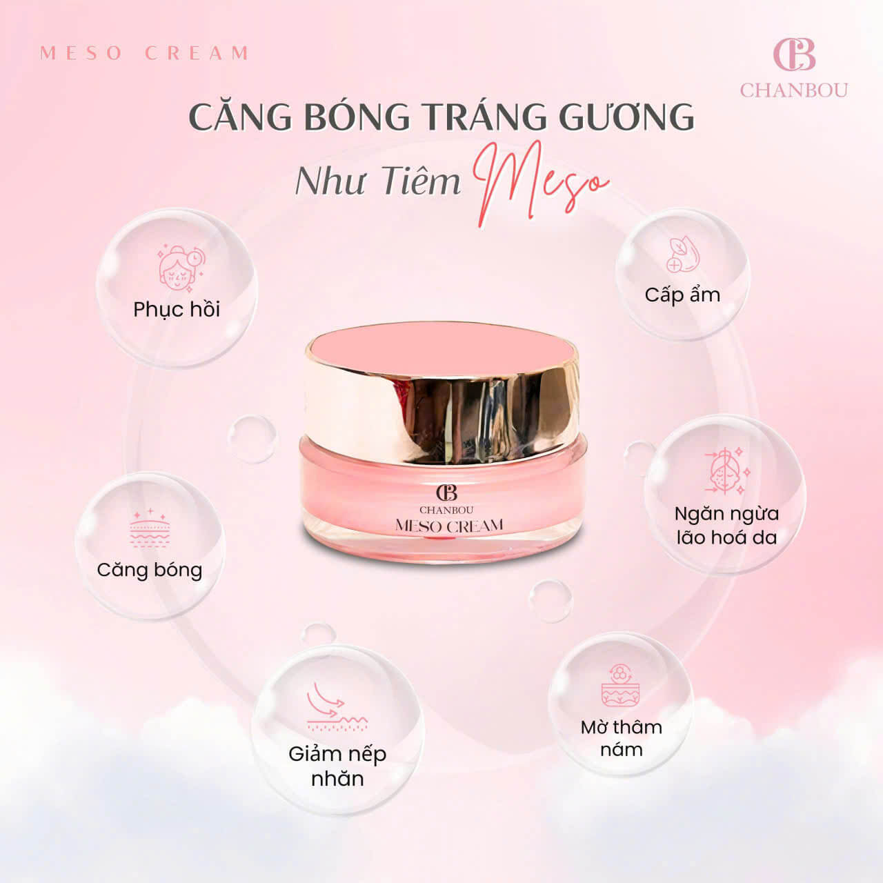 Kem dưỡng đêm Meso Cream Chanbou giúp giảm nám và chống lão hoá Hình ảnh sản phẩm Meso Cream Chanbou hỗ trợ phục hồi, cấp ẩm và cải thiện nám da vào ban đêm