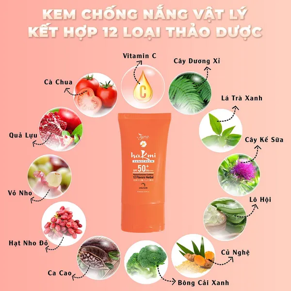 Kem Chống Nắng Hakami – Vật Lý Kết Hợp 12 Thảo Dược