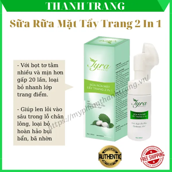 Sữa rữa mặt tẩy trang 2 in 1 Tyra