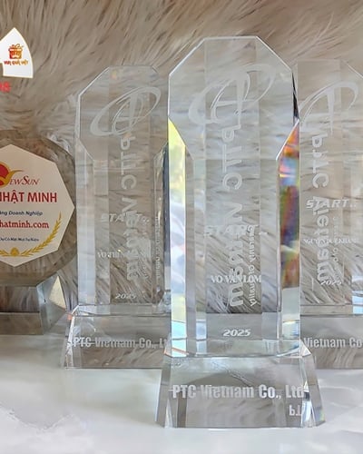 Cúp Pha Lê Khắc Nội Dung Bên Trong- Pha lê 3D, 2D