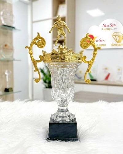  Cúp Bóng Đá Ly Pha Lê Đế Gỗ Cao Cấp