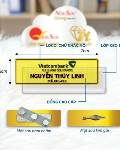Bảng Tên Nhân Viên Đeo Áo Đồng Ăn Mòn Nổi Cao Cấp - Có Thể Si Mạ Vàng