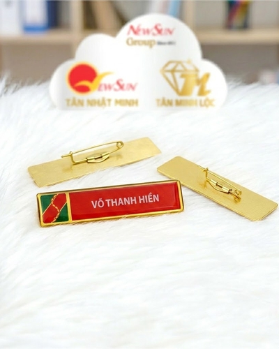 Bảng Tên Nhân Viên Cài Áo - Đồng In UV, Kim Gài