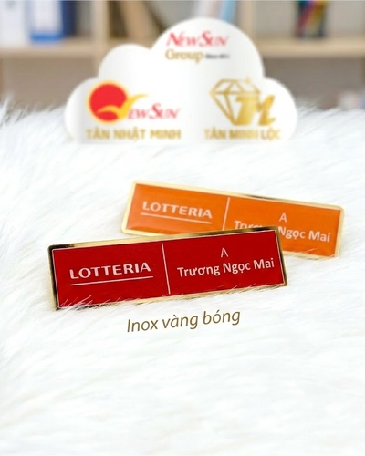 Làm Bảng Tên Nhân Viên Cài Áo Đẹp - Inox Vàng