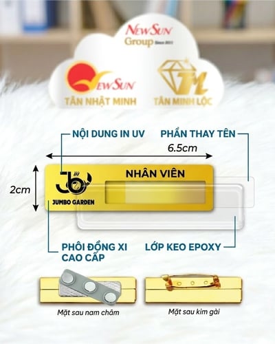 Bảng Tên Thay Tên Nhân Viên Cài Áo - Đồng Si Vàng Bạc ( MÔ TẢ)