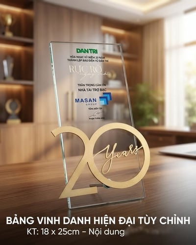 Bảng Vinh Danh Pha Lê Cắt Laser 3D Logo Nổi