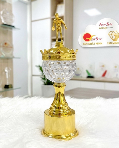 Cúp Bóng Bàn Tô Pha Lê Đế Kim Loại