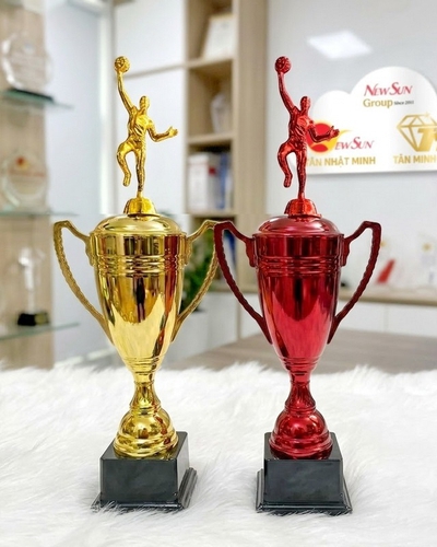 Mẫu cúp bóng chuyền, cúp bóng rổ kim loại Đẹp 