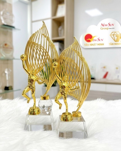 Cúp Bóng Chuyền Kim Loại Kết Hợp Pha Lê