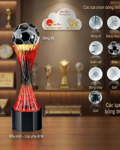 Cúp pha lê màu: bóng đá, tennis, golf, pickleball, bóng bàn, bóng rổ...