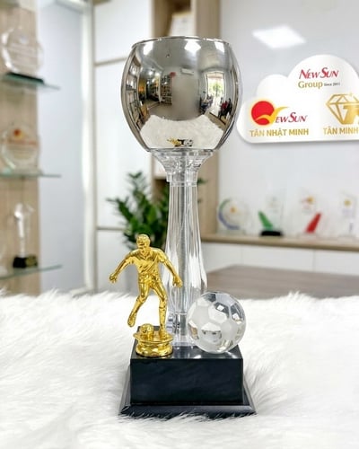 Cúp Bóng Đá Chén Thủy Tinh Bạc 
