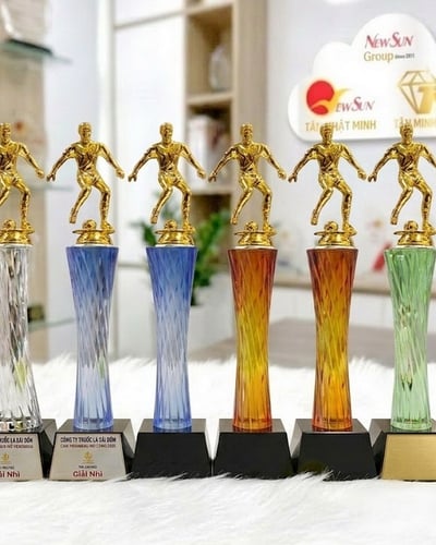 Cúp bóng đá thể thao lưu niệm Thân pha lê màu