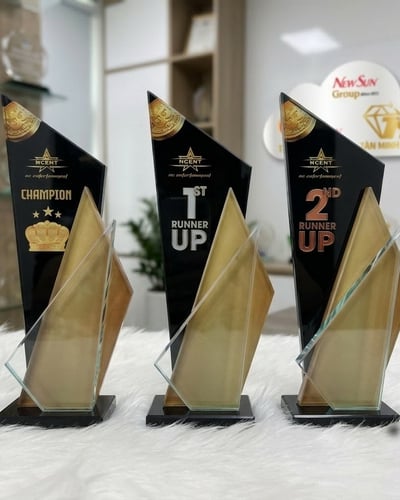 Cúp Pha Lê Đẹp Cách Điệu 3 Lớp Cao Cấp - Thiết Kế Theo Yêu Cầu