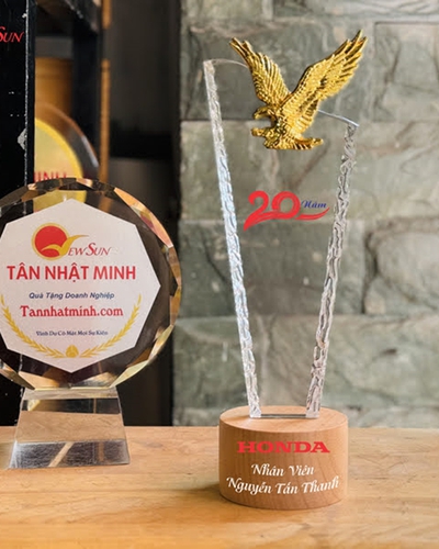 Sản xuất cúp pha lê đại bàng đẹp 