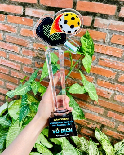 Cúp Pickleball Thủy Tinh Dẹp - Cho Giải Thể Thao