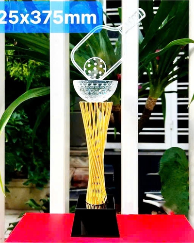 Cúp Pickleball Vinh Danh Kim Loại Đế Pha Lê