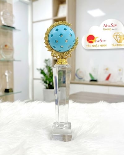  Cúp Pickleball Thân Pha Lê Chóp Bông Lúa 