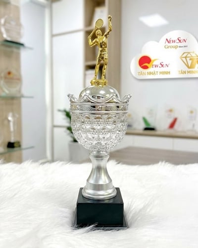  Cúp Tennis Chén Pha Lê Chân Kim Loại Bạc 