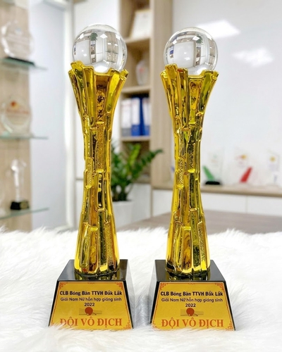 Cúp vinh danh lưu niệm mạ vàng Thân trúc