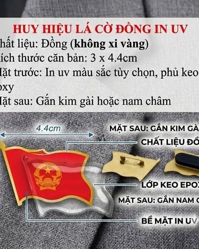 In Huy Hiệu Cài Áo Lá Cờ Đồng