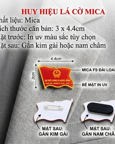 In Huy Hiệu Cài Áo Lá Cờ Mica
