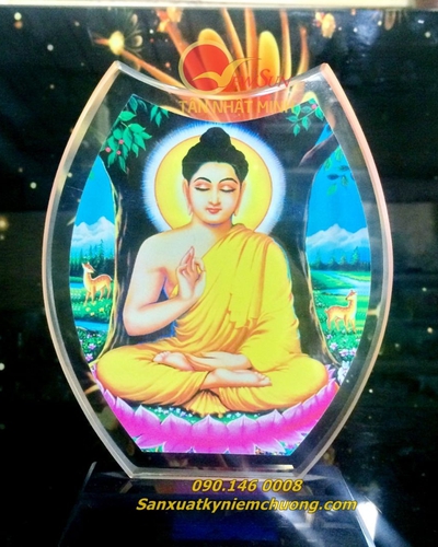 in hình lên pha lê, pha lê may mắn, hình phật