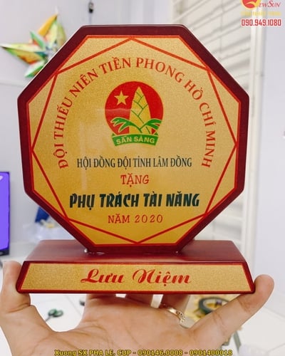 Kỷ niệm chương gỗ hình bát giác - hàng có sẵn