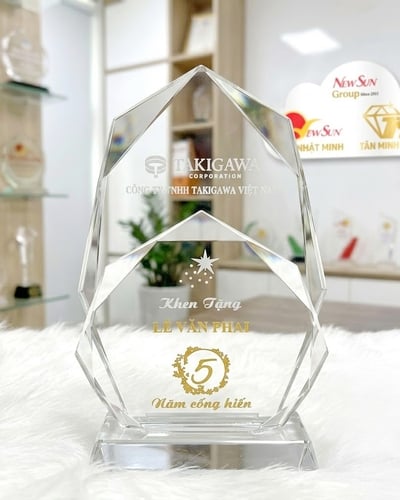 kỷ niệm chương pha lê đẹp cao cấp 2 lớp kim cương