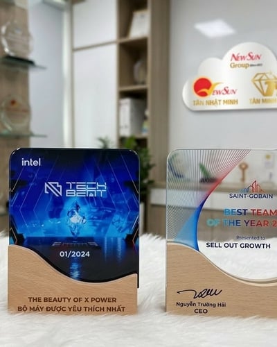 Kỷ niệm chương Pha lê gỗ vuông