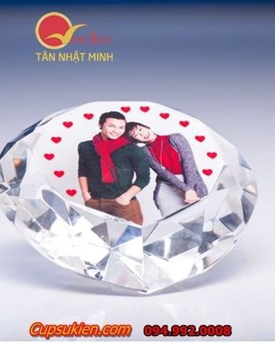 Viên Kim cương pha lê, chặn giấy pha lê in ảnh
