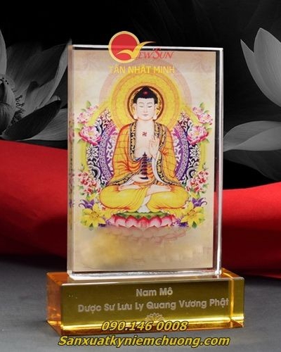 in hình lên pha lê, pha lê may mắn, hình phật