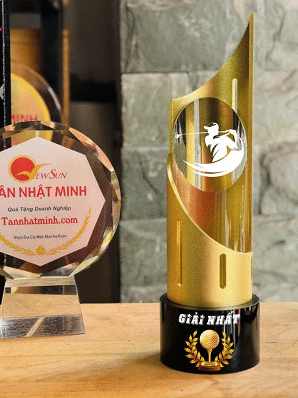 Cúp Golf Pha Lê Kim Loại - Cúp Vinh Danh - Mẫu Đẹp 2024 - 2025