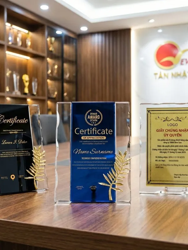 bảng vinh danh, biểu trưng pha lê gỗ (5)