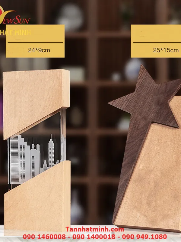 Cúp vinh danh, Cúp gỗ đẹp, Cao cấp -11